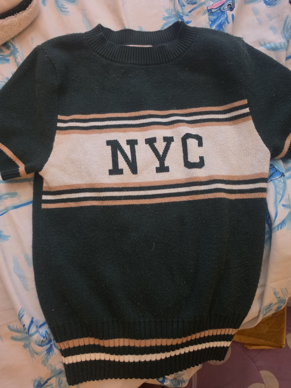 SO Men's Crewneck Sweater in Black with Cream and Tan Stripes